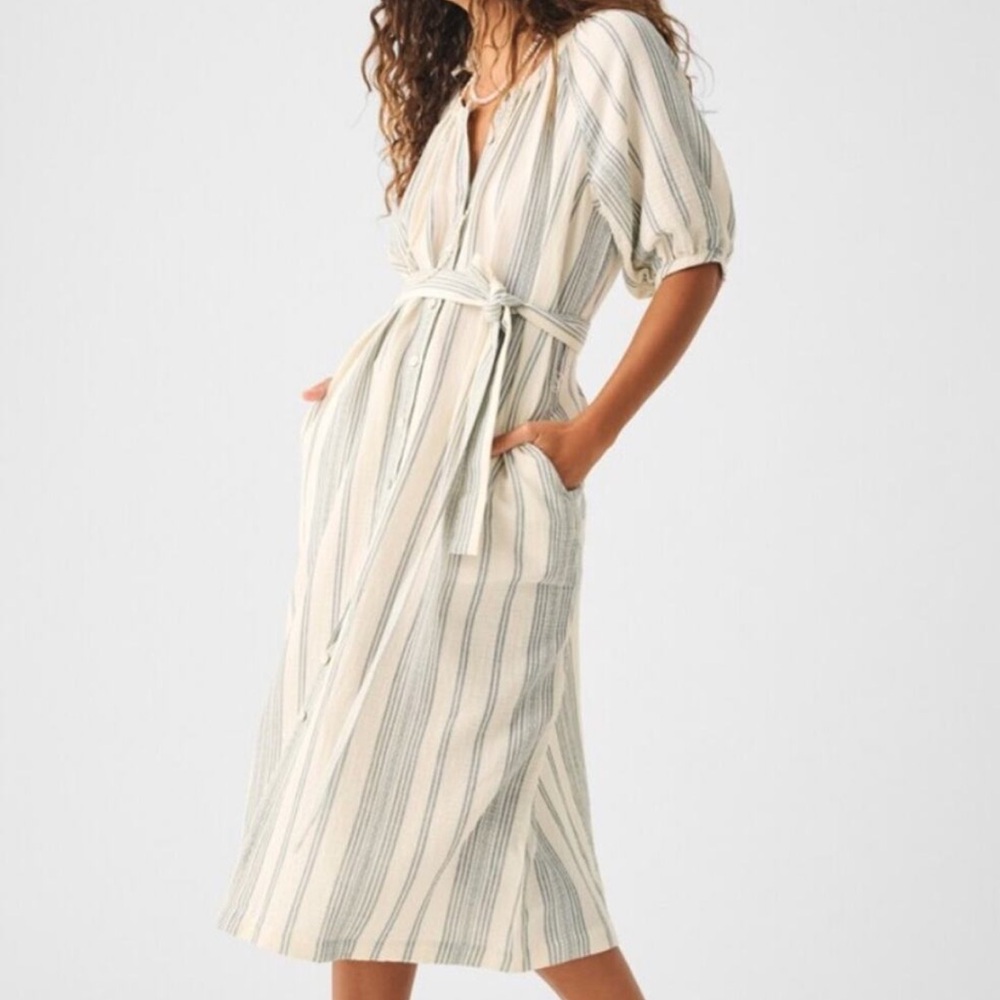 Faherty Dream Cotton Gauze Carmel Dress In Cream Tidal Wave
